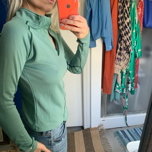 Core Layers Sage Green 3/4 zip long sleeve top M - Picture 3 of 8